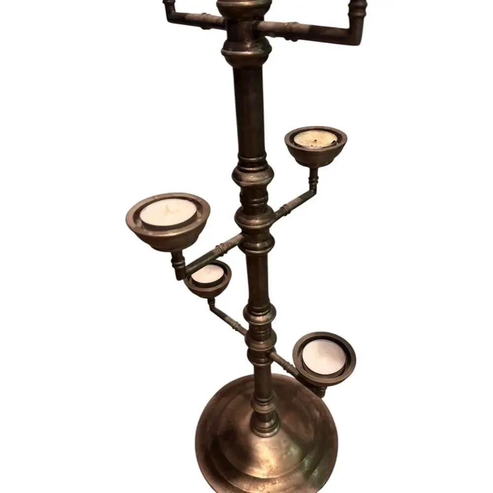 Vintage Style Pottery Barn Metal Candleholder Multi-Tier Candelabra Accent Decor